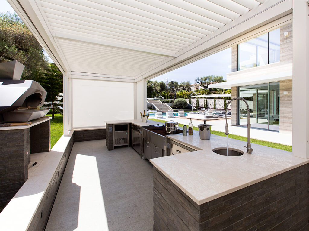 Louvered Roof Over Outdoor Kitchen 1
